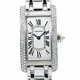 Cartier Tank Americaine1713 18K White Gold Factory Diamond Bazel Lady Watch 19m