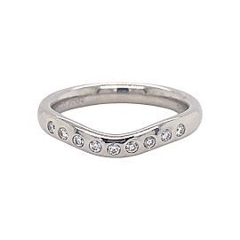 Tiffany & Co Elsa Peretti Diamond Curved Wedding Band Ring 3 MM in Platinum