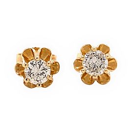 Round Brilliant Diamond 0.50 tcw Floral Stud Earrings in 14kt Yellow Gold