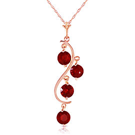 14K Solid Rose Gold Necklace with Natural Ruby