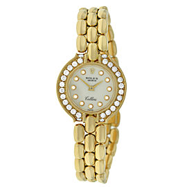 Rolex Cellini 5186 Ladies 18K Yellow Gold Diamond 24MM Mechanical Watch