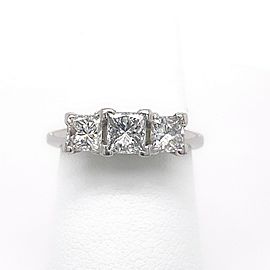 Three-Stone Princess Diamond Engagement Ring 1.35 tcw in 14kt White Gold