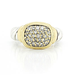David Yurman 925 Silver 18K Gold Diamond Cable Noblesse Ring Size 3