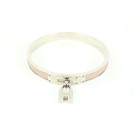 Hermès Silver x Baby Pink Kelly H Cadena Bangle Bracelet 41h62