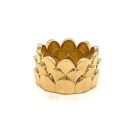 Fred of Paris Une Ile D'or 18k Yellow Gold 12mm Wide 3 Tier Crown Band Ring - 53