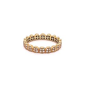 Fred of Paris Une Ile D'or Diamond 18k Yellow Gold 3mm Wide Crown Band Ring