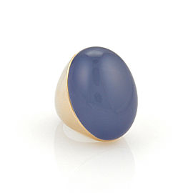 Roberto Coin Large Blue Chalcedony 18k Rose Gold Large Oval Dome Ring