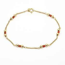 Unoaerre Red Coral Station Bracelet in 18k Yellow Gold