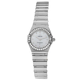 Omega Constellation Diamonds MOP Ladies Steel 22MM Quartz Watch