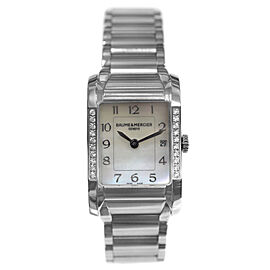 Baume & Mercier Hampton Diamonds MOP Ladies Date Steel 22MM Quartz Watch