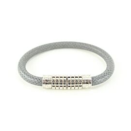 Louis Vuitton Grey Leather x Silver Digit Bracelet
