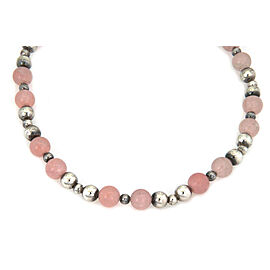Tiffany & Co. Vintage Sterling Silver Pink Quartz Beaded Necklace