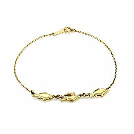 Mikimoto 18k Yellow Gold 3 Fish Charm Chain Bracelet