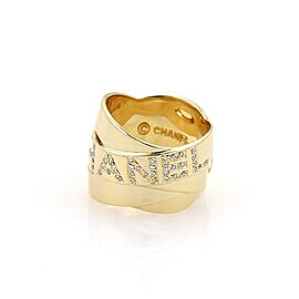 Chanel Diamond 18k Yellow Gold Interlaced Wide Band Ring