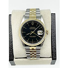 Rolex Datejust Black Dial 18K Yellow Gold Stainless Steel Watch
