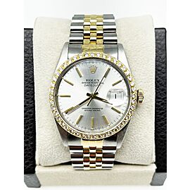 Rolex Datejust Silver Dial Diamond Bezel Watch
