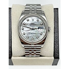 Rolex Datejust Factory MOP Diamond Dial 18K White Gold Stainless Steel