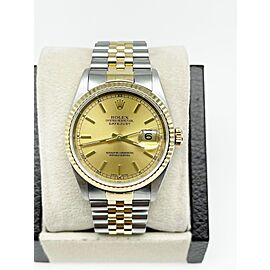 Rolex Datejust 16233 Champagne Dial 18K Yellow Gold Stainless Steel