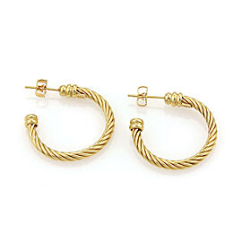 Charriol Twisted Wire Design 18k Yellow Gold Hoop Earrings