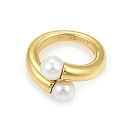 Cartier Toi et Moi Akoya Pearls 18k Yellow Gold Bypass Ring Size 54