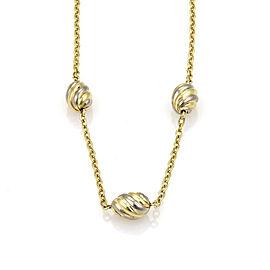 Cartier 18k Two Tone Gold Triple Oval Swirl Charm Chain Necklace