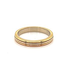 Cartier 18k Tri-Color Gold 3mm Wide Stack Band Ring Size 51 w/Cert