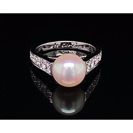 Cartier Zelda 9mm Pearl Diamond 18k White Gold Ring