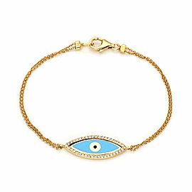 Aaron Basha Diamond Enamel Good Luck Eye Charm 18k Gold Bracelet