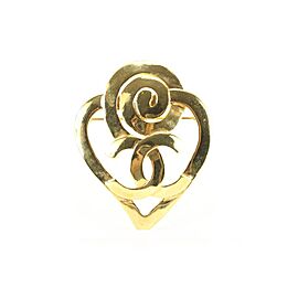 Chanel 95p Spiral Heart CC Brooch Pin Corsage
