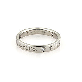 Tiffany & Co. 3 Diamond Platinum Flat Band Ring Size 6
