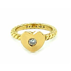 David Yurman Diamond 18k Yellow Gold Heart Cable Ring