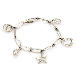 Tiffany & Co. Elsa Peretti Five Charm Sterling Silver Oval Link Charm Bracelet