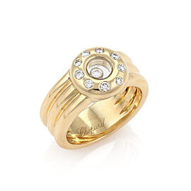 Chopard Happy Diamond 18k Yellow Gold Diamond Bezel Ribbed Band Ring