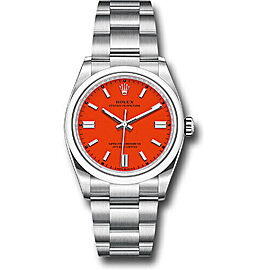 Rolex Oyster Perpetual SS Red Coral Dial 2022 Brand New Unisex 36mm Paper
