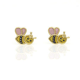 Bumblebee Enamel Stud Earrings in 18k Yellow Gold Children's Jewelry