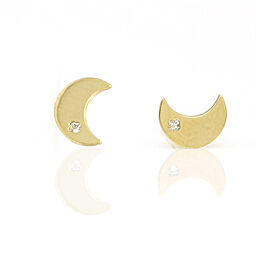 Half Moon Stud Earrings in 18k Yellow Gold Children's Jewelry