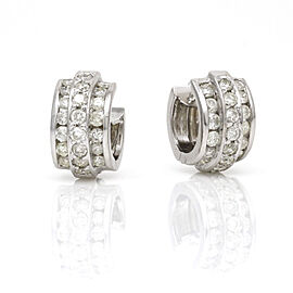 Women's Diamond Hinged Huggie Earrings in 14k White Gold