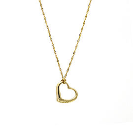 Tiffany & Co. Elsa Peretti Vintage Mini Open Heart Pendant on 18k Gold Chain