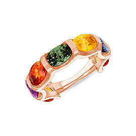 6.28 CT Multi Color Sapphire 14K Rose Gold Band Ring