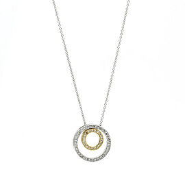 Women's Double Eternity Circles Pendant Necklace in 14k Yellow White Gold