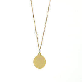 Cherub Angel Medallion Pendant Long Necklace in 14k Yellow Gold 24"