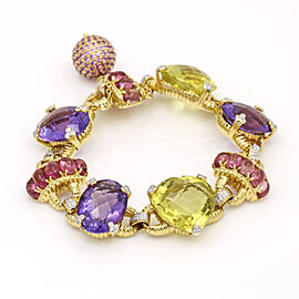 Women's Gemstone and Pink Sapphire Statement Charm Bracelet
