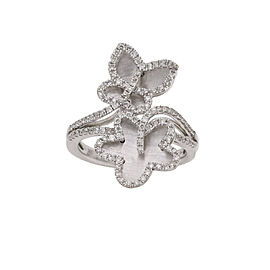 Butterfly Flower Bypass Diamond Statement Ring