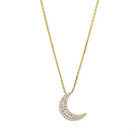 Women's Pave Diamond Half-Moon Pendant Necklace