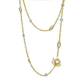 Women's DiVa Gemstone Diamonds Station Toggle Necklace 18k Yellow Gold