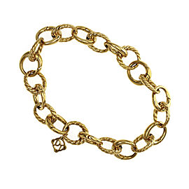 David Yurman 18K Yellow Gold Cable Link Charm Beads Bracelet