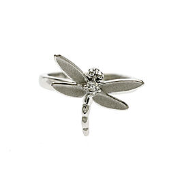 TIFFANY & CO. 18k White Gold Diamonds Dragonfly Ring Size 6.5