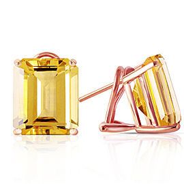 13 CTW 14K Solid Rose Gold Octagon Citrine Earrings