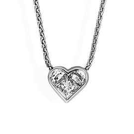 Bvlgari 18K White Gold Diamond Heart Necklace Length 16.75 inches