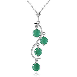 2 CTW 14K Solid White Gold Residue Of Design Emerald Necklace